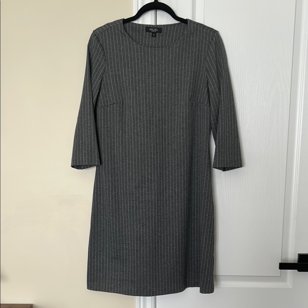 RACHEL Rachel Roy Gray Ribbed Sheath Dress 3/4 Sleeve